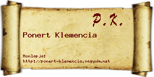 Ponert Klemencia névjegykártya